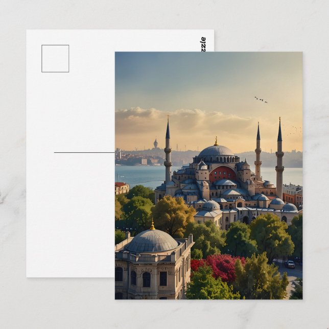 Postal Arte acuático de Estambul (Anverso / Reverso)