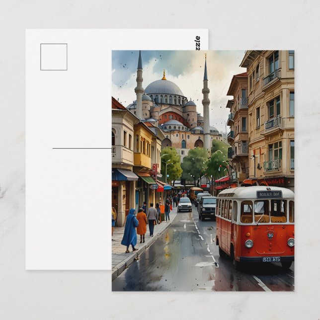 Postal Arte acuático de Estambul (Anverso / Reverso)