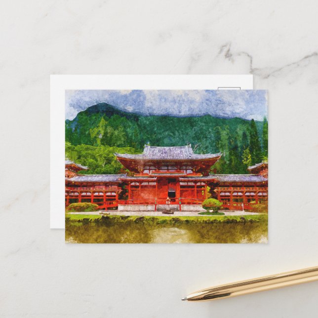 Postal Arte acuático de estilo asiático japonés (Anverso/Reverso In Situ)