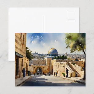 Postal Arte acuático de Jerusalén