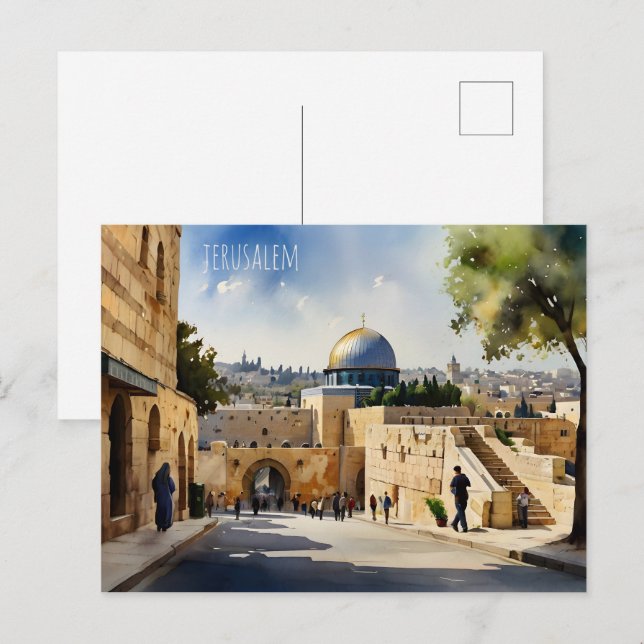 Postal Arte acuático de Jerusalén (Anverso / Reverso)