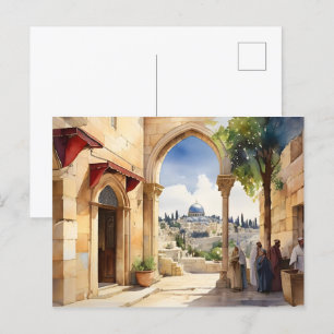 Postal Arte acuático de Jerusalén