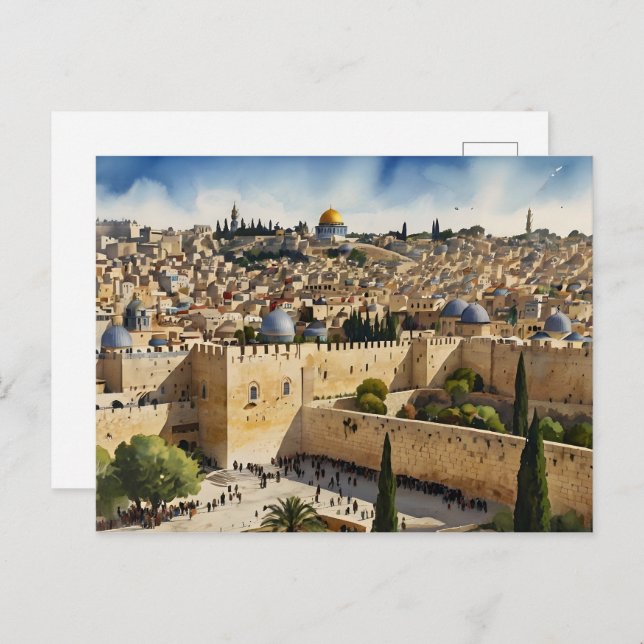 Postal Arte acuático de Jerusalén (Anverso / Reverso)