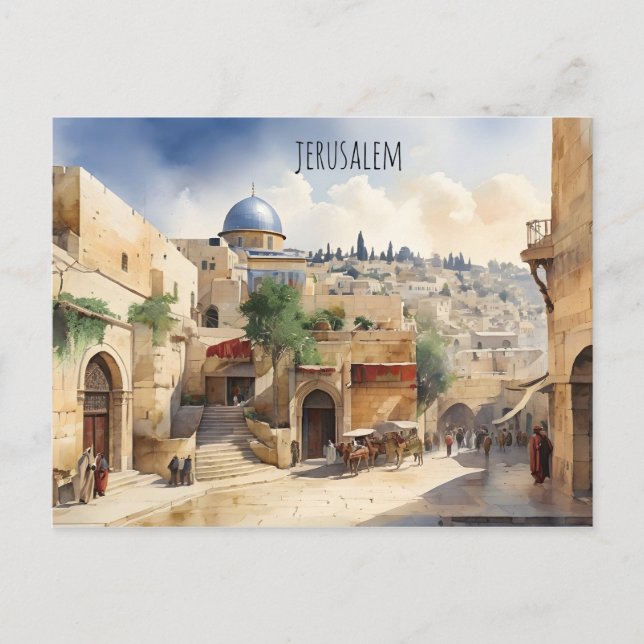 Postal Arte acuático de Jerusalén (Anverso)