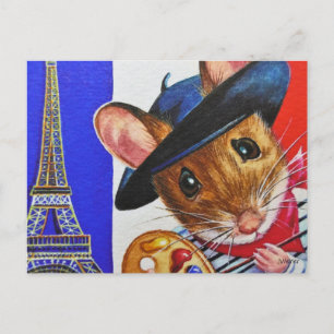 Postal Arte acuático de la Torre Eiffel del Ratón Artista
