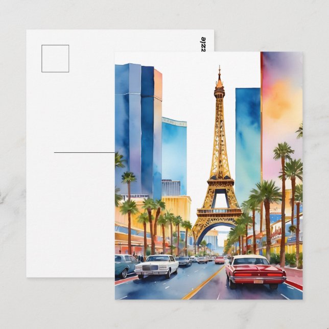 Postal Arte acuático de Las Vegas (Anverso / Reverso)