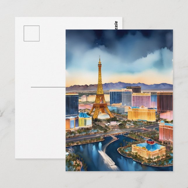 Postal Arte acuático de Las Vegas (Anverso / Reverso)