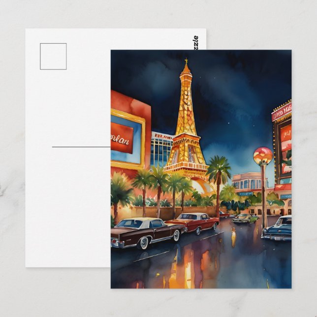 Postal Arte acuático de Las Vegas (Anverso / Reverso)