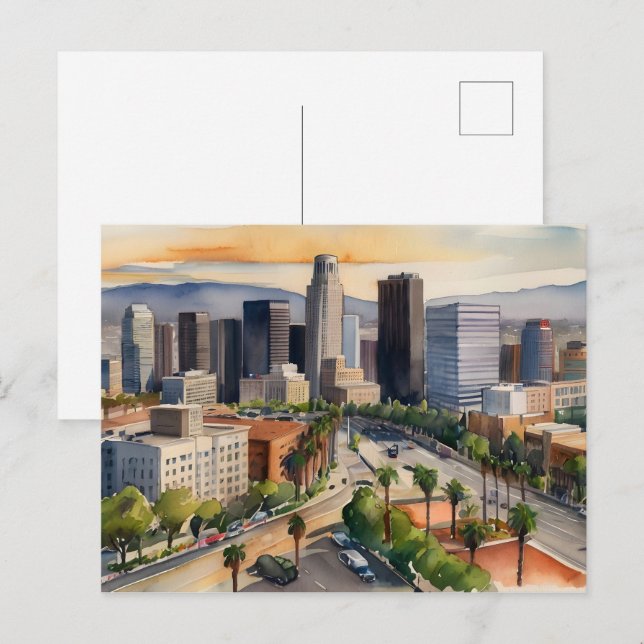 Postal Arte acuático de Los Ángeles (Anverso / Reverso)