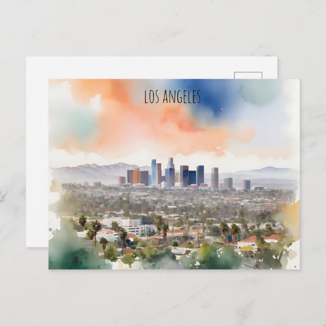 Postal Arte acuático de Los Ángeles (Anverso / Reverso)