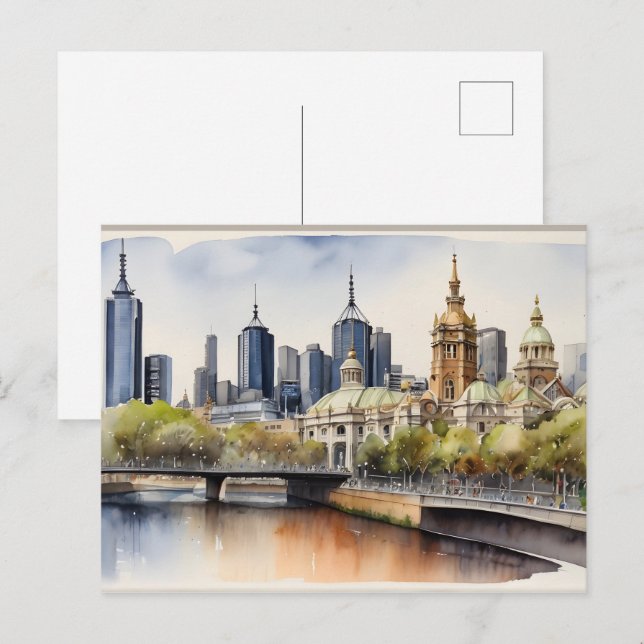 Postal Arte acuático de Melbourne (Anverso / Reverso)
