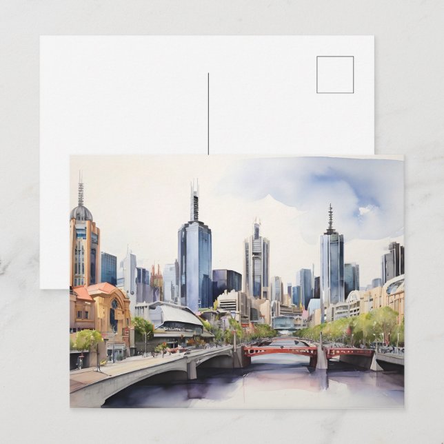 Postal Arte acuático de Melbourne (Anverso / Reverso)
