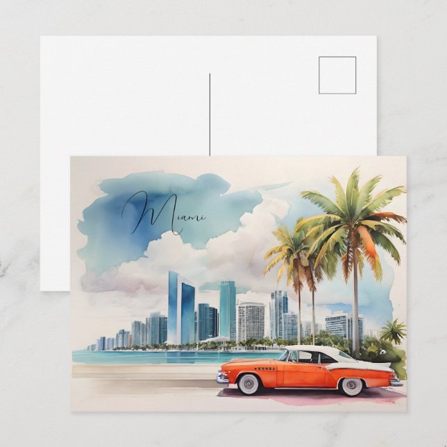 Postal Arte acuático de Miami (Anverso / Reverso)
