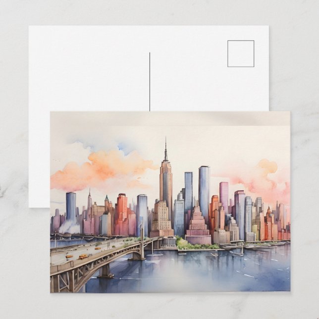 Postal Arte acuático de Nueva York (Anverso / Reverso)
