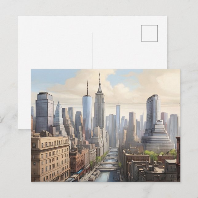 Postal Arte acuático de Nueva York (Anverso / Reverso)