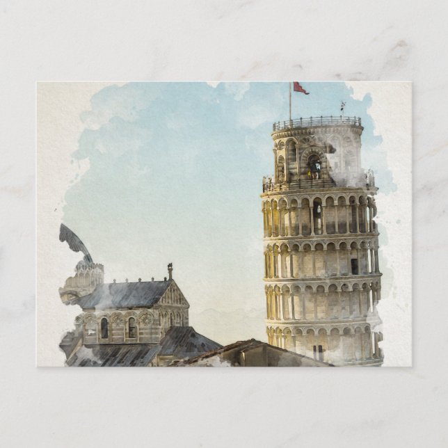 Postal Arte acuático de Pisa Italia (Anverso)