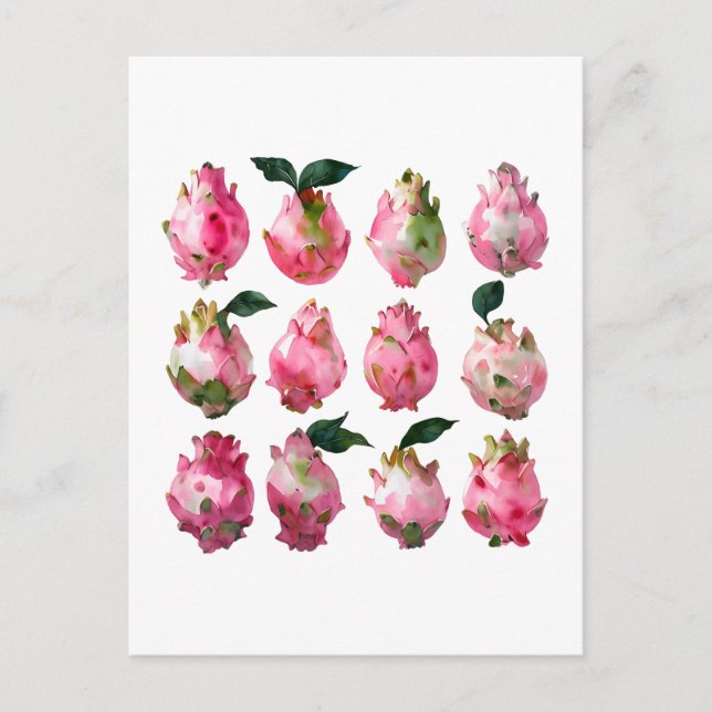 Postal Arte acuático de Pitaya tropical (Anverso)