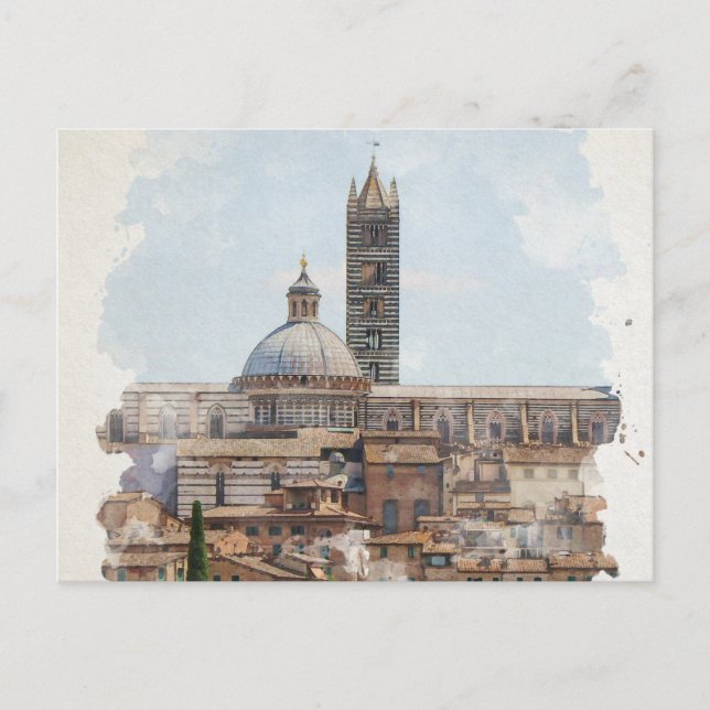 Postal Arte acuático de Siena Italia (Anverso)