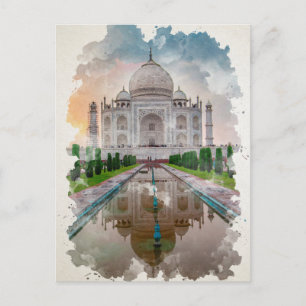 Postal Arte acuático de Taj Mahal India