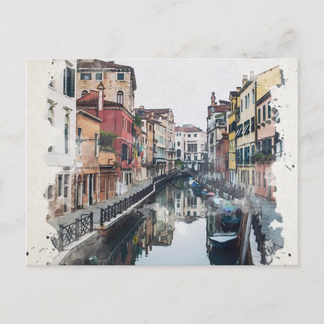 Postal Arte acuático de Venecia Italia (Anverso)