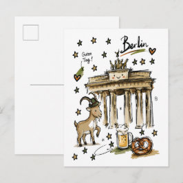Postal Arte adorable de la puerta de Brandeburgo Berlín