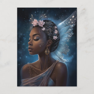 Postal Arte afroamericano de fantasía de hadas negras