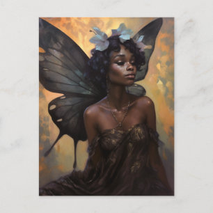 Postal Arte afroamericano de fantasía de hadas negras