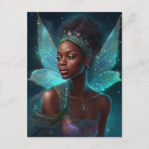 Postal Arte afroamericano de fantasía de hadas negras