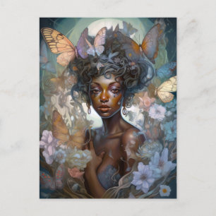 Postal Arte afroamericano de fantasía de hadas negras
