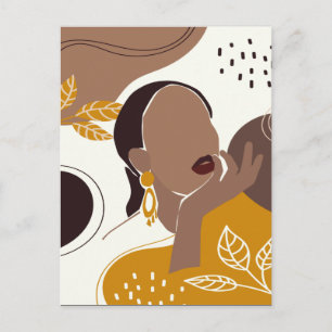 Postal Arte afroamericano, impresión de Chica foliar, muj