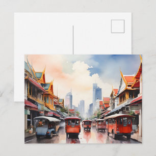 Postal arte al acuarela de Bangkok
