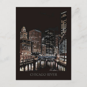 Postal Arte al azar del Bella Artes del río Chicago