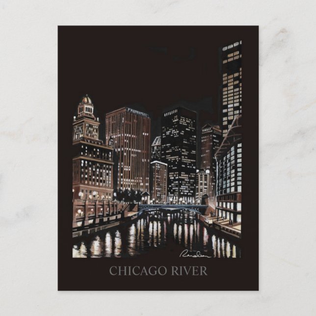 Postal Arte al azar del Bella Artes del río Chicago (Anverso)