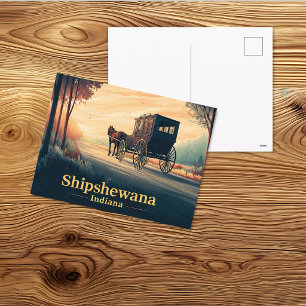Postal Arte Amish de Caballo y Carruaje de Shipshewana