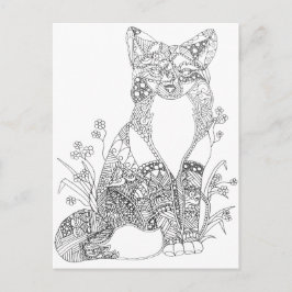 Postal Arte animal de Fox para adultos