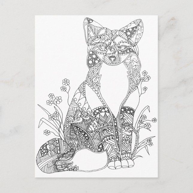 Postal Arte animal de Fox para adultos (Anverso)