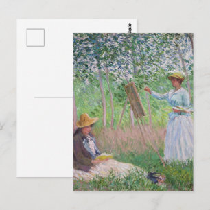 Postal Arte antiguo bosque de luz moteada de Monet