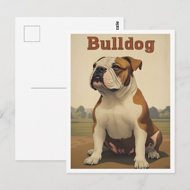 Postal Arte Antiguo Bulldog (Anverso / Reverso)