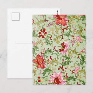 Postal Arte Antiguo Chinoiserie Floral Chino Art Nouveau