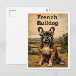 Postal Arte Antiguo de Bulldog Francés