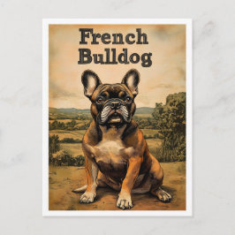 Postal Arte Antiguo de Bulldog Francés