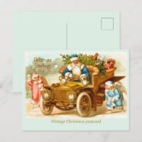 Arte Antiguo de Coche de Santa y Ángeles Azul Vint