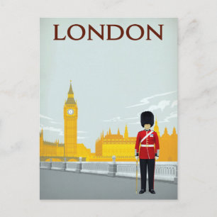 Postal Arte Antiguo de la Guardia de Londres y Big Ben