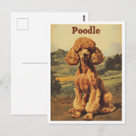 Postal Arte Antiguo de Perro Caniche