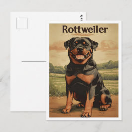 Postal Arte Antiguo de Perro Rottweiler