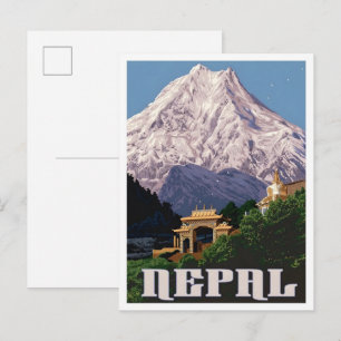 Postal Arte Antiguo de Viajes Nepal