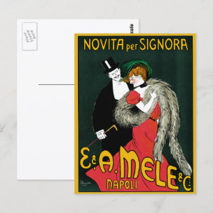 Postal Arte Antiguo Modernista, Moda Italiana Amor Romanc