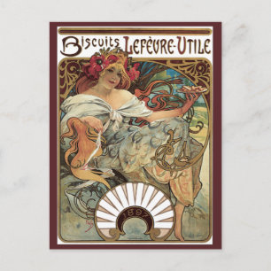Postal Arte Antiguo Moderno, Galletas por Alphonse Mucha