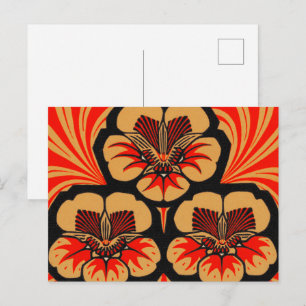 Postal Arte antiguo Nouveau Julie de Graag Flor Xilografí