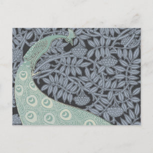 Postal Arte Antiguo Nouveau Pavo Real Azul Verneuil
